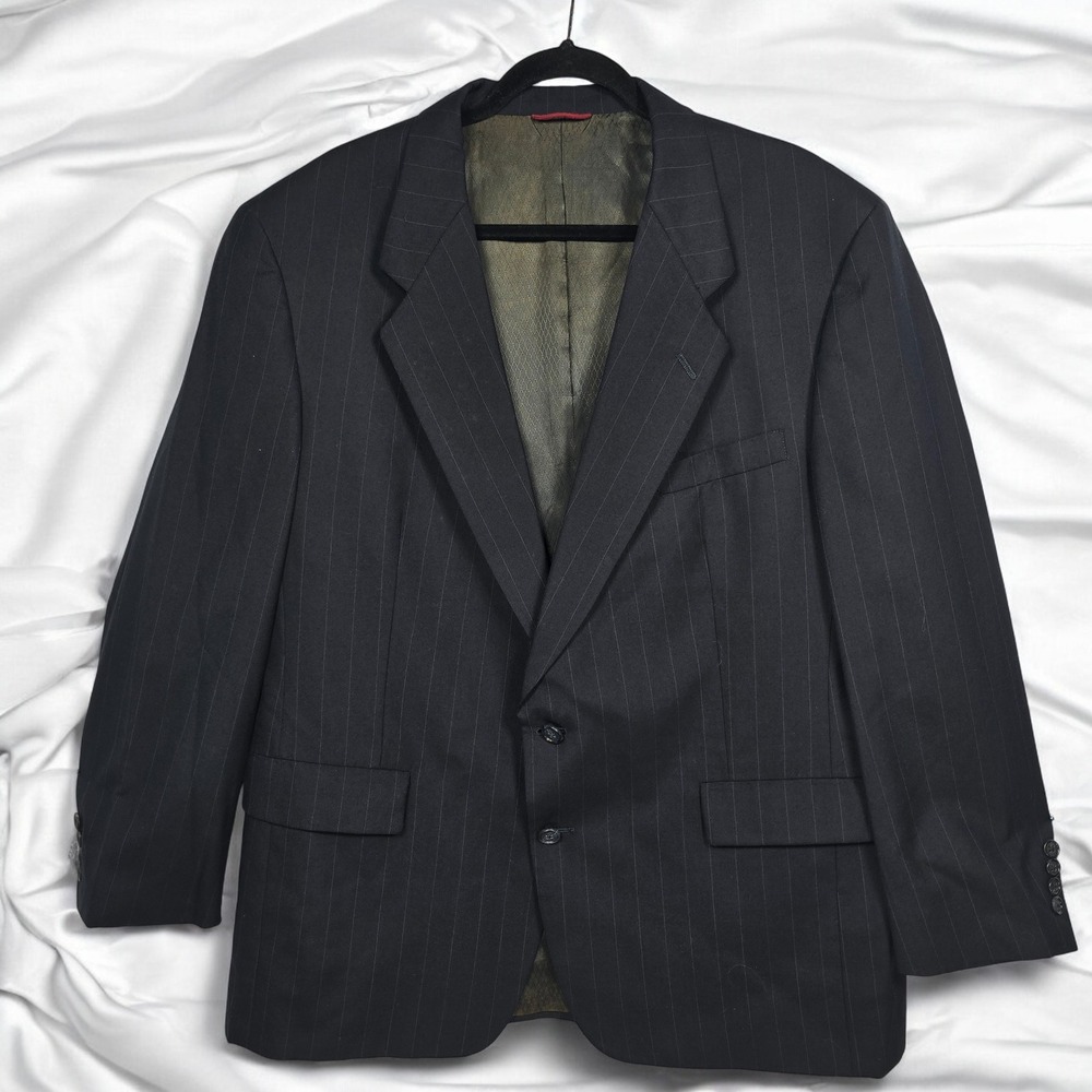 VTG Hart Schaffner Marx‎ Halberstadts Pinstripe Micron 2000 Wool Blazer Men 46R